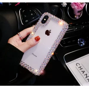 for iPhone 13 Pro Max 14 Plus Phone Case Clear Handmade Diamond Cell Phone Case